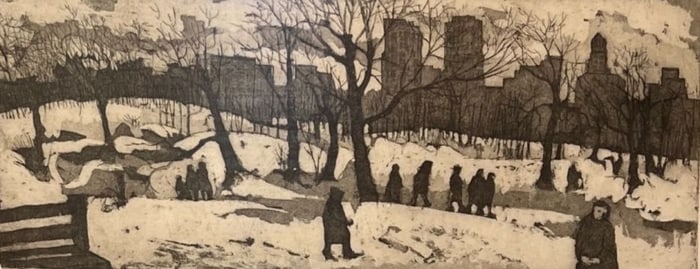 Jack Bilander (American, 1919-2008) Etching 'Central Park' Winter Painting 2/35