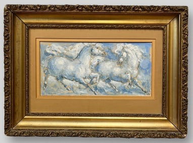 Charles Burdick (USA, 1924-2016) Oil Horse Painting on Board
