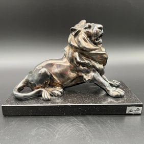 Ben Zion Israel Sterling Silver Overlay Lion Sculpture