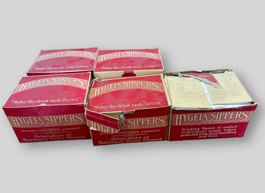 Lot of 5 Boxes of Hygeia Sippers Jumbo Burger Ann Arbor Mich Drinking Straws