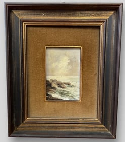Antique Oil Impasto Italian Seascape Ocean Rocks Painting