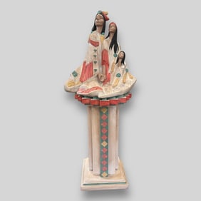 Austin Production Southwest Acoma Indian Family Statue w/ Stand