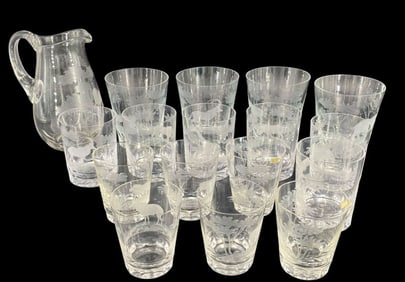 Rowland Ward (Kenya) Clear Glass Etched Safari Barware Set