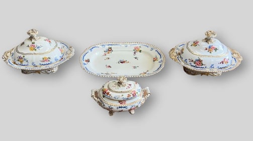 Antique Lot of 4 English Porcelain Serving Pieces