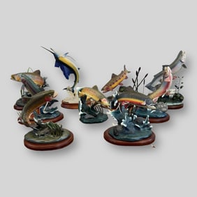Lot of 9 Franz Dutzler Danbury Mint Porcelain Fish Figures