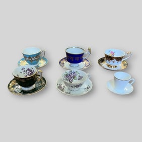 Lot of 6 Miscellaneous Porcelain Coffee Tea Cups & Saucers