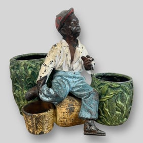 Antique Spelter Metal Black Americana Cigarette Holder Figural