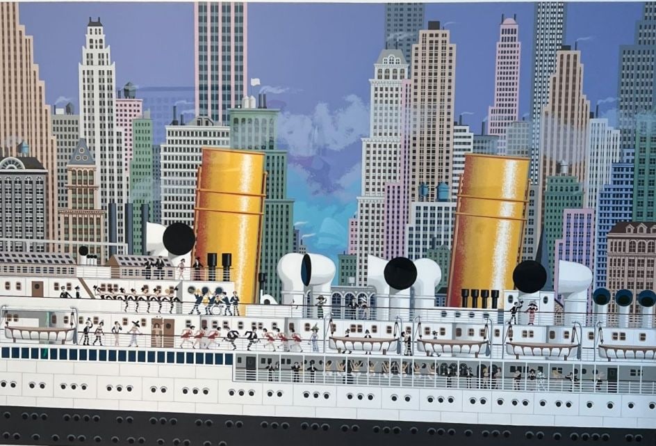 James Flora (USA, 1914-1998) "Showtime On The Hudson" Serigraph Signed (1 of 7)