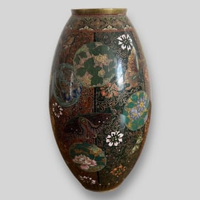 Antique Japanese Enamel Cloisonne Flowers Bud Vase
