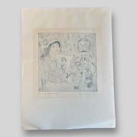 Lajos Kondor (Hungary, 1926-2006) Etching Print Female and Male Figures