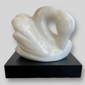 Henri Merceron (Haitian, 20th c.) Modern Carved Marble Swan Sculpture
