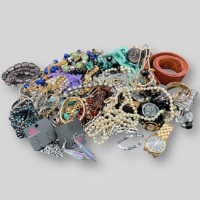 Lot Of 20+ Costume Jewelry Necklace, Bracelets, Earings, Watches Etc.