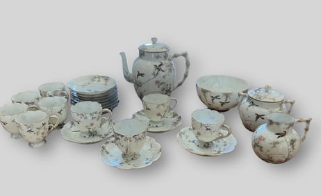 Antique Japanese Asian Floral Gilt Porcelain Tea Coffee Set