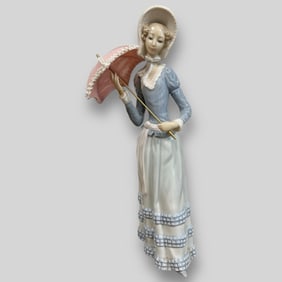 Vintage Lladro Spain Aranjuez Little Lady Girl With Umbrella/Parasol Porcelain Figurine