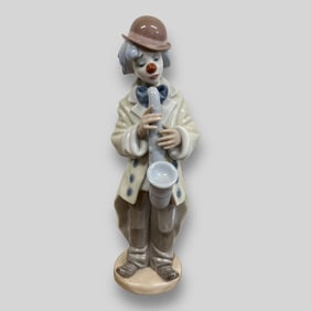 Vintage Lladro Spain Sad Sax Clown #5471 Porcelain Circus Figurine