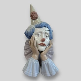 Lladro Spain Jester Head Sad Clown Porcelain Figurine #5129
