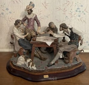 Lladro Spain Lladro Sculpture #1327 Playing Cards Juan Huerta Porcelain Figurine