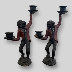 Vintage Pair of Monkeys in Suits Candle Holders