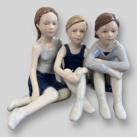 Royal Copenhagen Three Ballerinas Girls Sitting Porcelain Figurine No.136