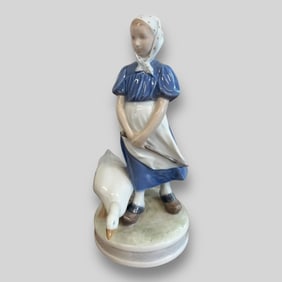 Royal Copenhagen Denmark Girl with A Goose Porcelain Figurine