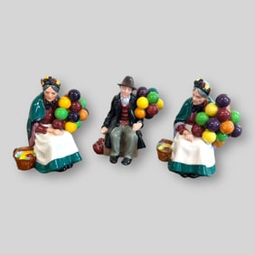 Lot of 3 Royal Doulton The Old Balloon Sellers Figurines #HN1315, #HN1954