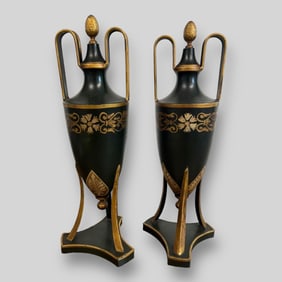 Pair of Vintage Franch Egyptian Revival Vases Urns