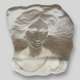 Unsigned Lalique Style Frosted Glass Female Bust Figurine Paperweight