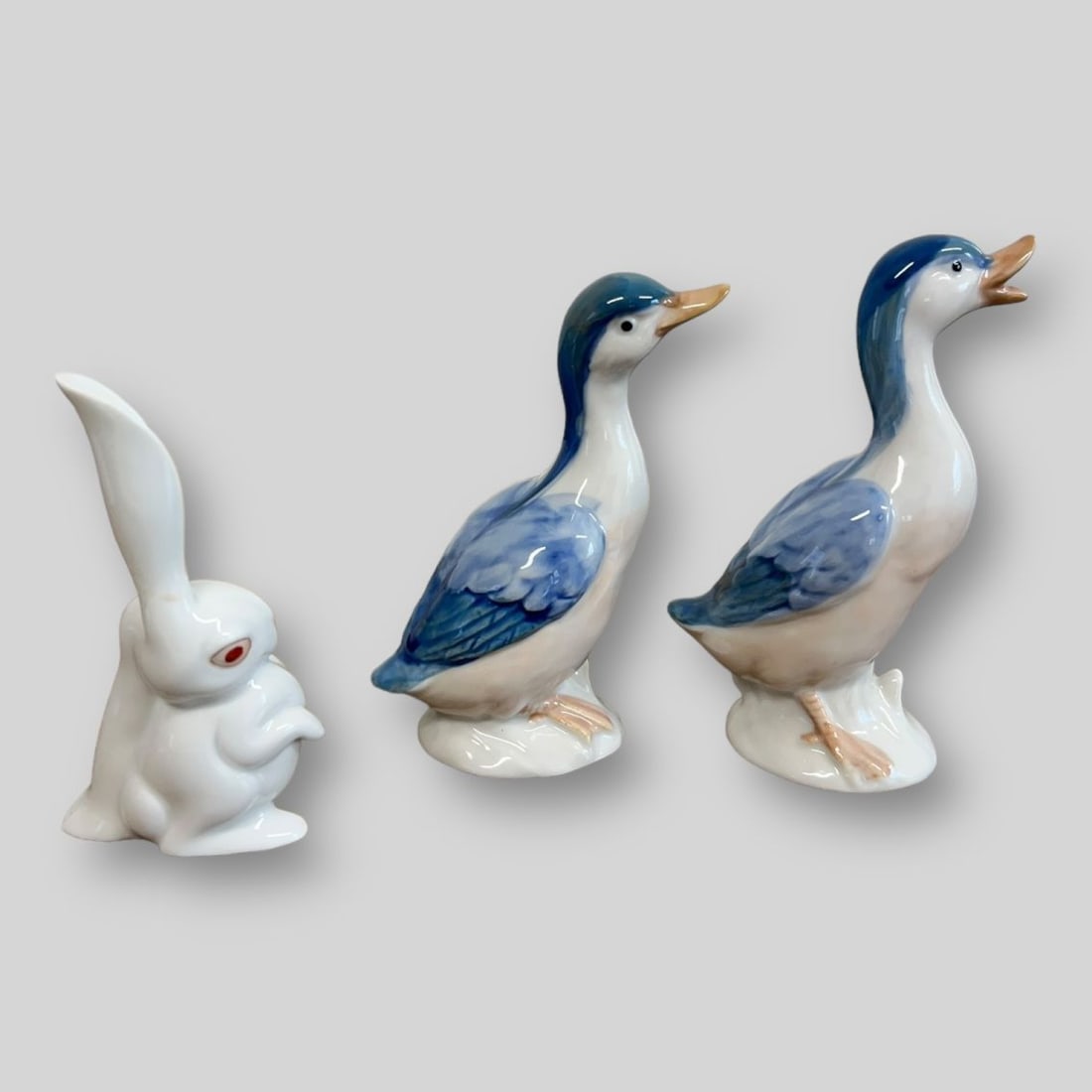Herend Bunny Rabbit Porcelain Figurine & 2 Japanese Otagiri Geese (1 of 8)