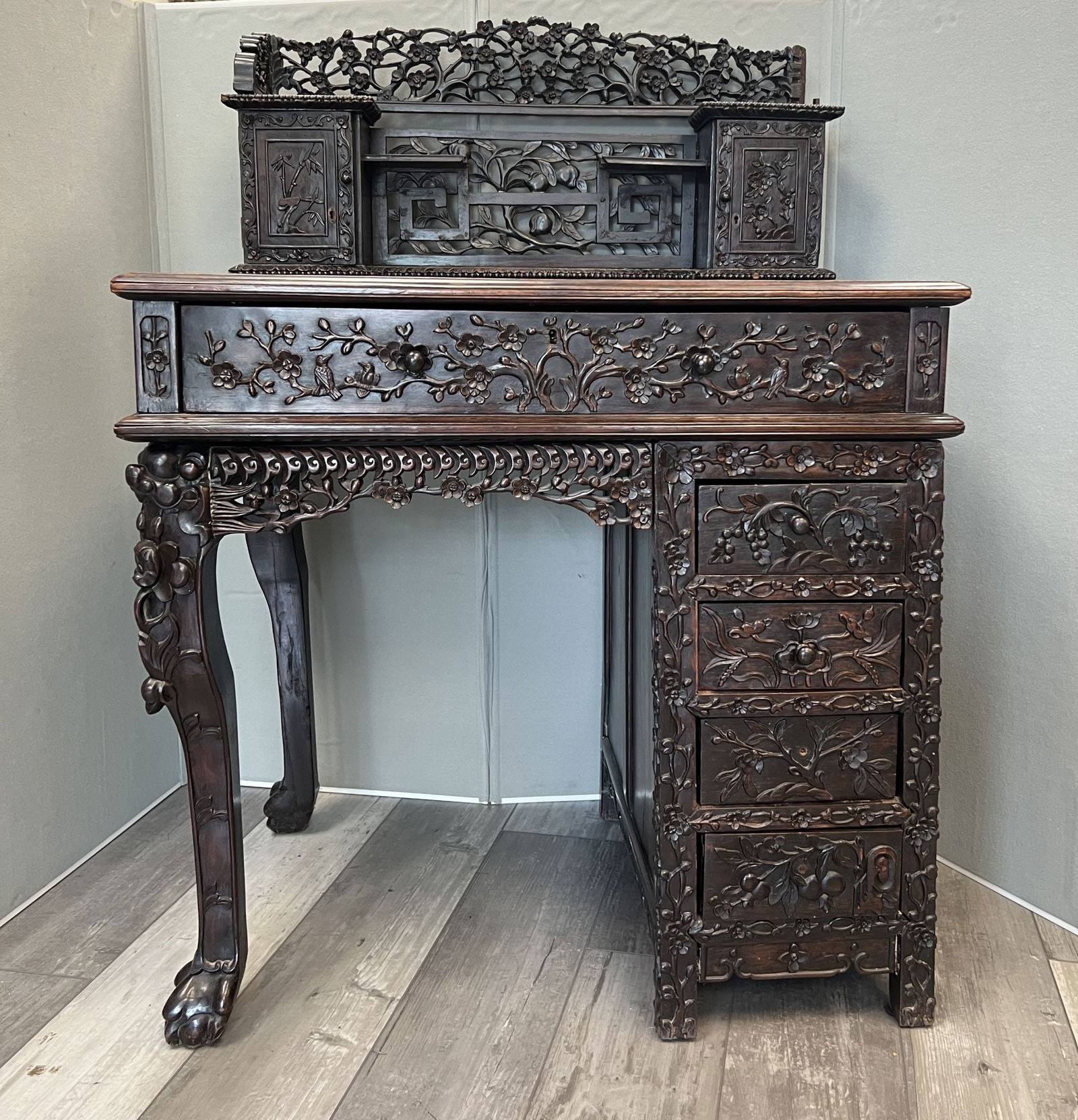 Antique Chinese 19th Century Carved Rosewood Desk (1 of 12)