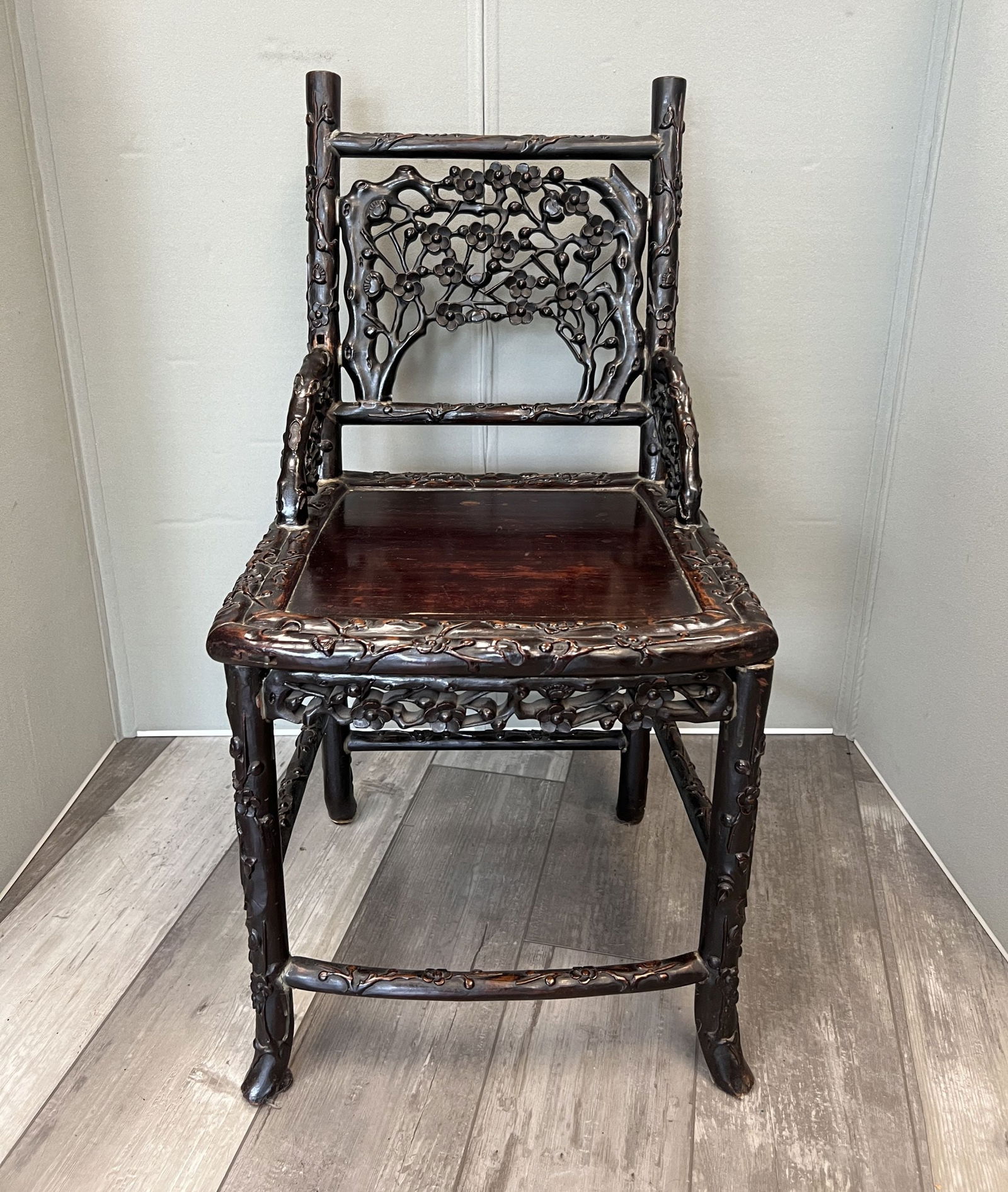 Antique Chinese 19th Century Carved Rosewood Chair (1 of 5)