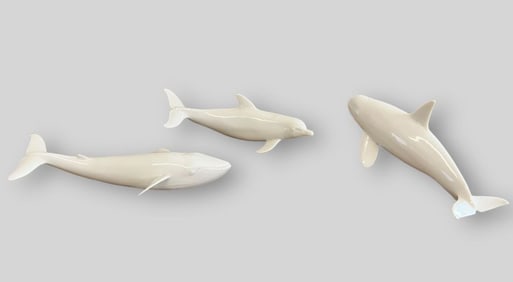 Lot of 3 Hutschenreuther Germany Porcelain Whale Figures