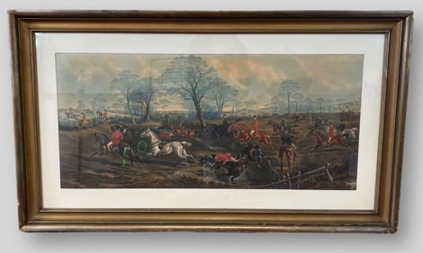 English Fox Hunting Large Lithograph Print