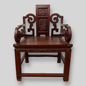 Chinese Asian Oriental Wooden Elders Altar Arm Chair