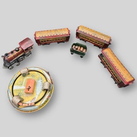 Lot of Railroadiana Tin Train Toys