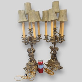 Antique Gilt Bronze Figural Lamps