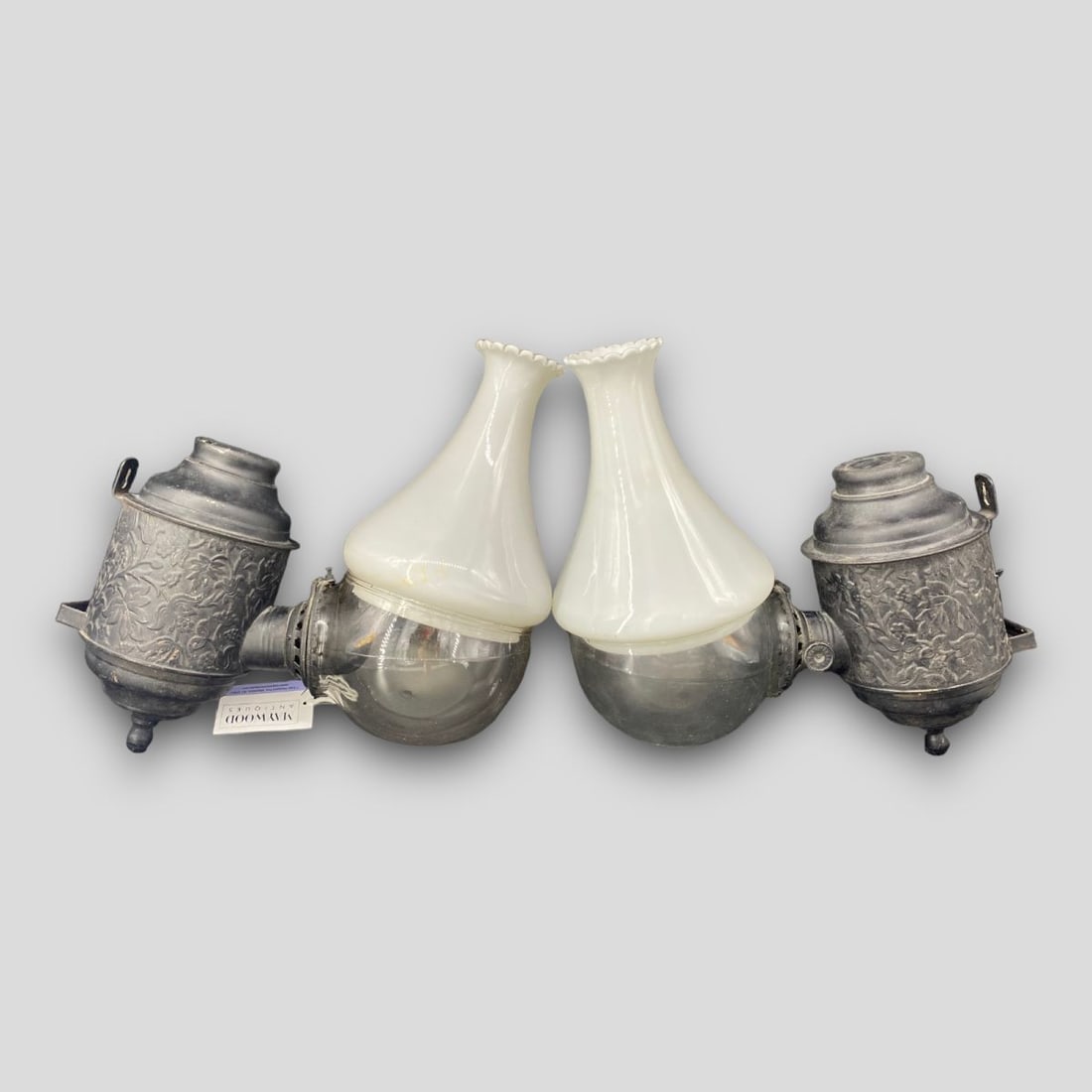 Pair of Antique Wall Sconce Kerosene Lights "The Angle Lamp" (1 of 9)