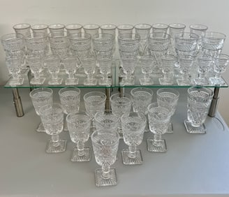 Lot of Antique Crystal Water Wine Liqour Glasses & Goblets