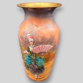Antique E.M Pozi Hand Painted French Enamel Vase
