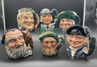 Lot of 6 Royal Doulton Porcelain Toby Mugs