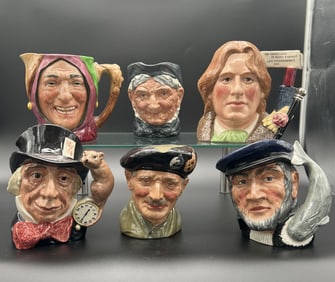 Lot of 6 Royal Doulton Porcelain Toby Mugs