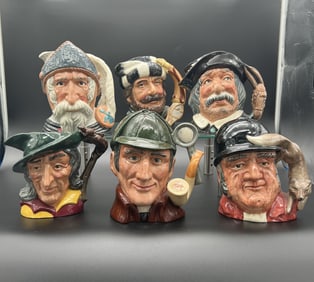 Lot of 6 Royal Doulton Porcelain Toby Mugs