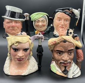 Lot of 5 Royal Doulton Porcelain Toby Mugs