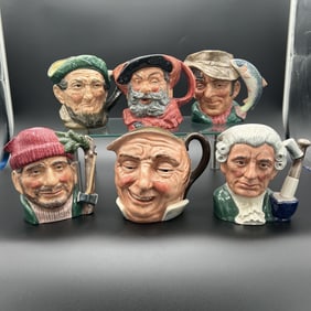 Lot of 6 Royal Doulton Porcelain Toby Mugs