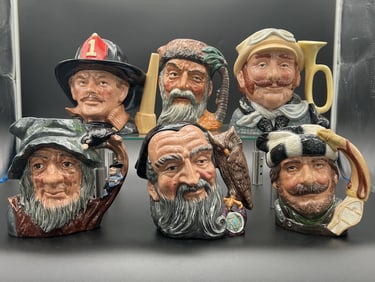Lot of 6 Royal Doulton Porcelain Toby Mugs