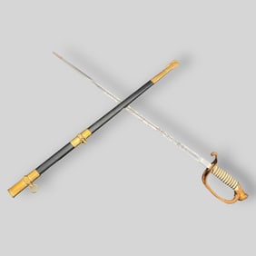 WW2 US Navy Officer Dress Sword & Scabbard Hilborn Hamburger