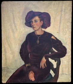 Large Victorian Portrait Painting of a Beautiful Woman