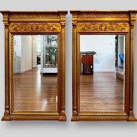 Vintage Pair of John Widdicomb Gold Gilt Carved Wood Large Mirrors