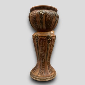 Antique Roseville Art Pottery Jardiniere 'Florentine' Floral Pedestal