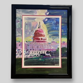 Vintage Peter Max Hand Signed Congressional Arts Poster 1991 Framed