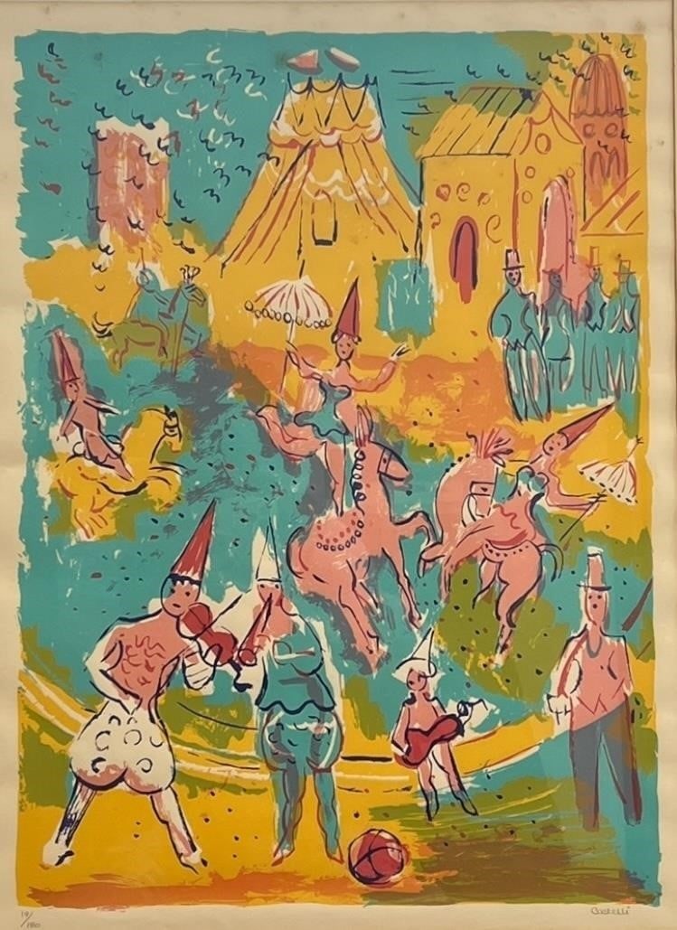 1980's Circus Print Pencil Signed 'Castelli' (1 of 5)